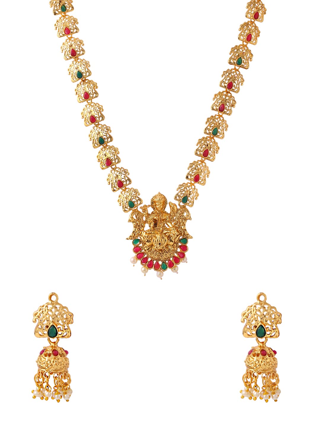 Yellow Chimes Jewellery Set for Women and Girls | Gold Plated Temple Jewellery Set for Women Traditional | Accessories Jewellery for Women | Long Haram Jewelry Set Antique Jewellery | Birthday Gift for girls and women Anniversary Gift for Wife