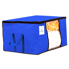 Kuber Industries Non Woven 6 Pieces Saree Cover and 6 Pieces Underbed Storage Bag, Cloth Organizer for Storage, Blanket Cover Combo Set (Royal Blue) -CTKTC38497