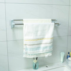 Kuber Industries Towel Hanger for Bathroom|Wall Mounted Cloth Hanger|Multipurpose Cloth & Napkin Holder|Stainless Steel & PP|Self-Adhesive DIY Installation|Bathroom & Kitchen Organizer|FJ-07|Grey