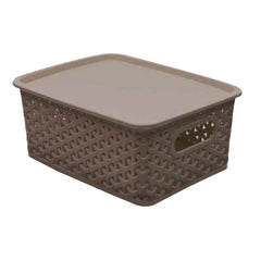 Heart Home Plastic 2 Pieces Small Size Multipurpose Solitaire Storage Basket with Lid (Multi) -CTLTC10895 CTHH12368,standard