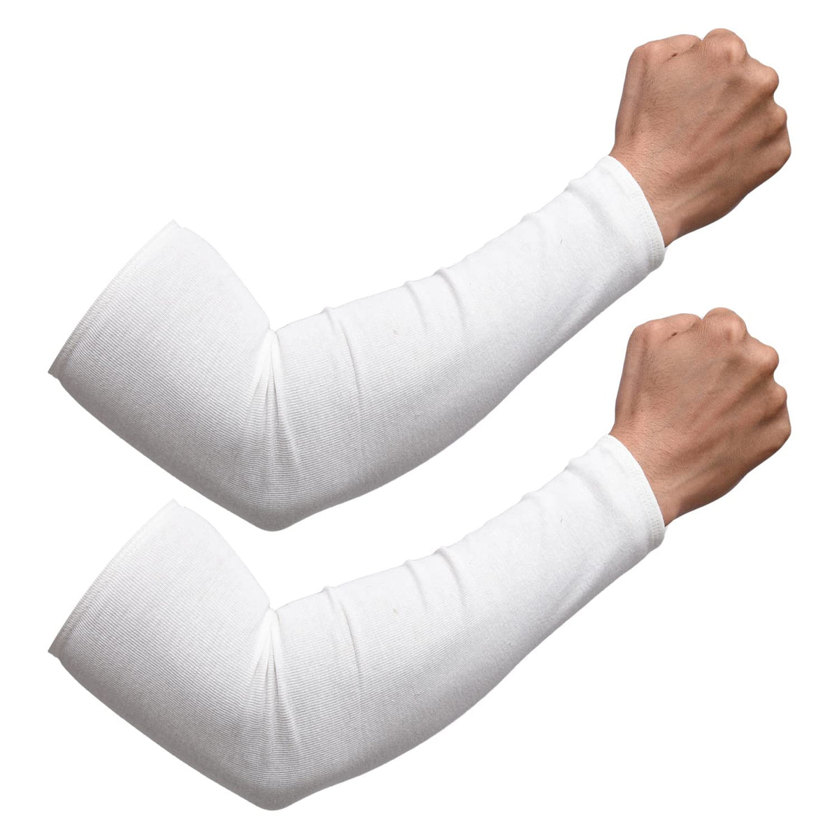Kuber Industries Full Arm Sleeves | Cotton Summer Arm Sleeves | Protection From Sun Burns | Dust | Arm Sleeves For Women | Arm Sleeves For Men | 1 Pair | White