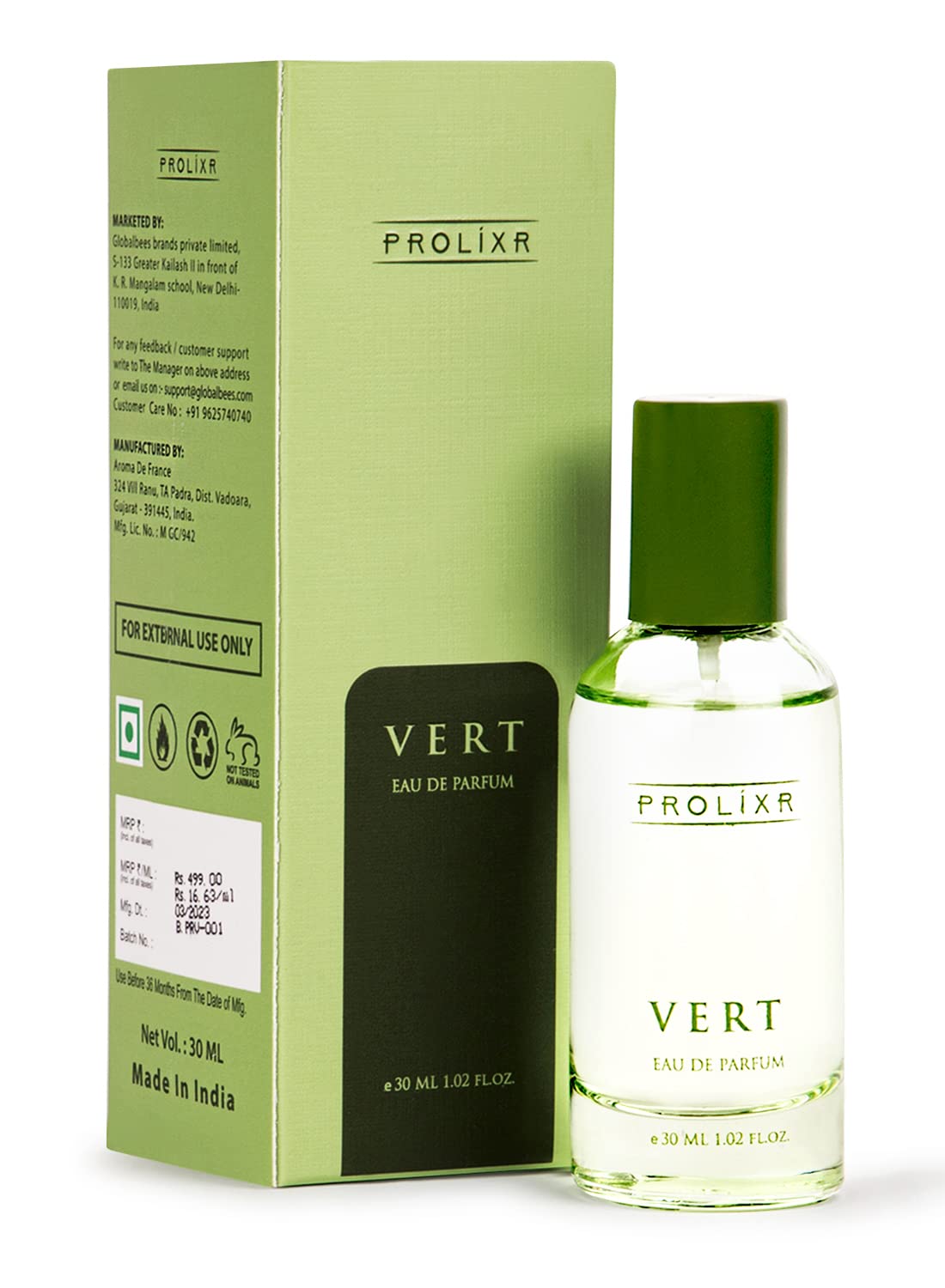 Prolixr Vert Eau De Parfum EDP Bottle 30ml | Long Lasting Perfume For Women | Premium Luxury Women Perfume | Lotus, Peony, Waterlily, White Musk, and Mahogany - Mini Perfume