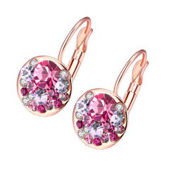 Yellow Chimes Clip On Earrings for Women A5 Grade Pink Crystal Radiant 18K Rose Gold Clip-On Earrings for Women and Girls