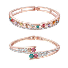 Yellow Chimes Bracelets for Women Combo of 2 Pcs Valentine Gifts MultiColor Swiss Cubic Zircon Crystal Bracelets for Women and Girls