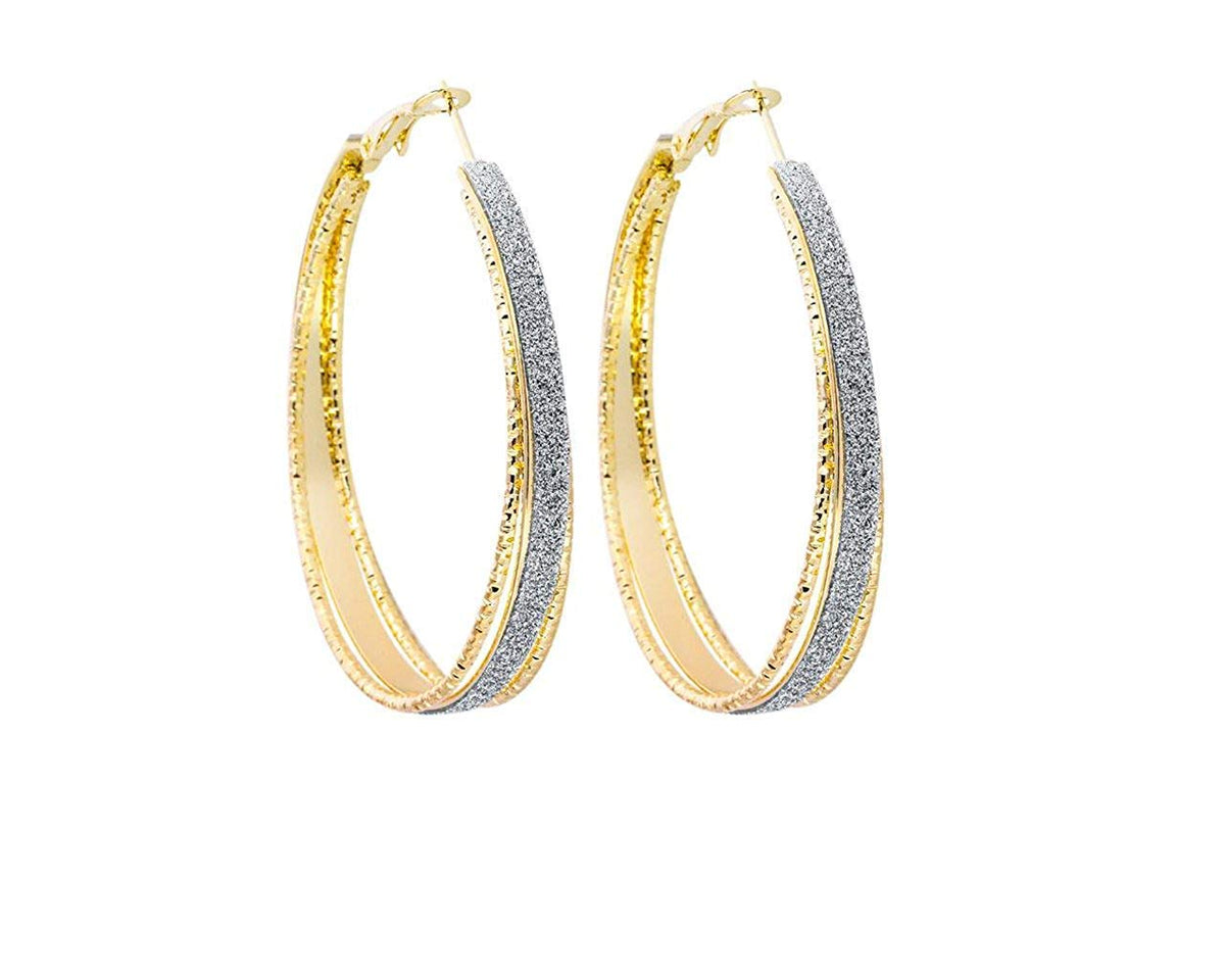 Yellow Chimes Stylish Classic Design Sparkling Shine Big Circle Party Wear Gold Plated Hoop Earrings For Women and Girl