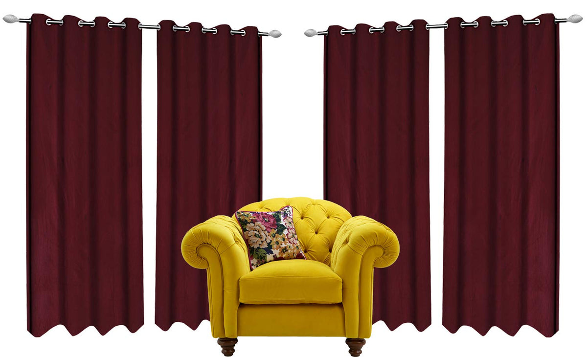 Kuber Industries 6 Pieces Polyester Eyelet Door Curtain 7 Feet (Maroon)-Ctktc14339