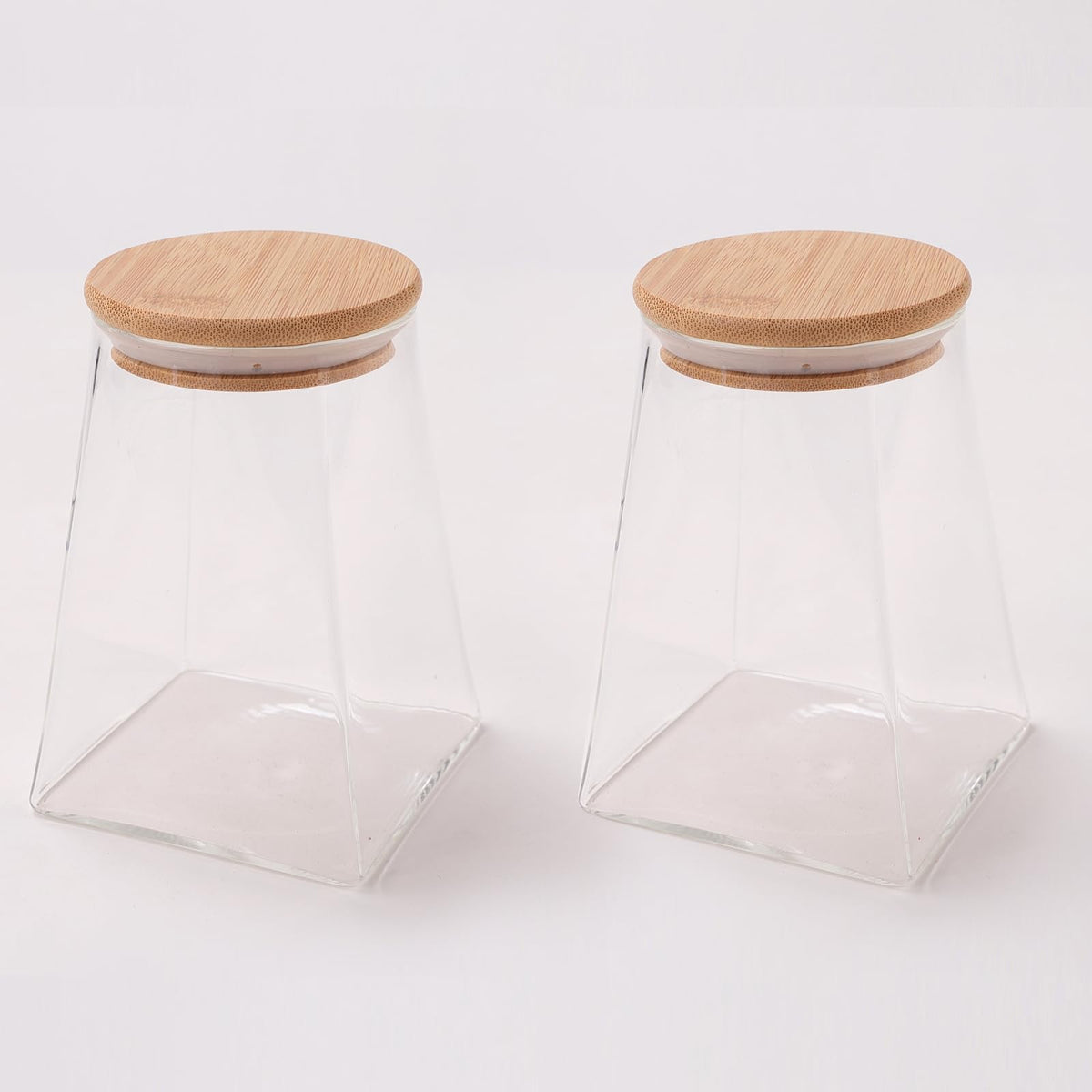 UMAI Borosilicate Glass Jar with Bamboo Lid | Kitchen Organizer Items and Storage | Multi-utility, Leakproof, Airtight Storage Jar for Cookies, Snacks, Tea, Coffee, Sugar | Set of 2 (750ml)