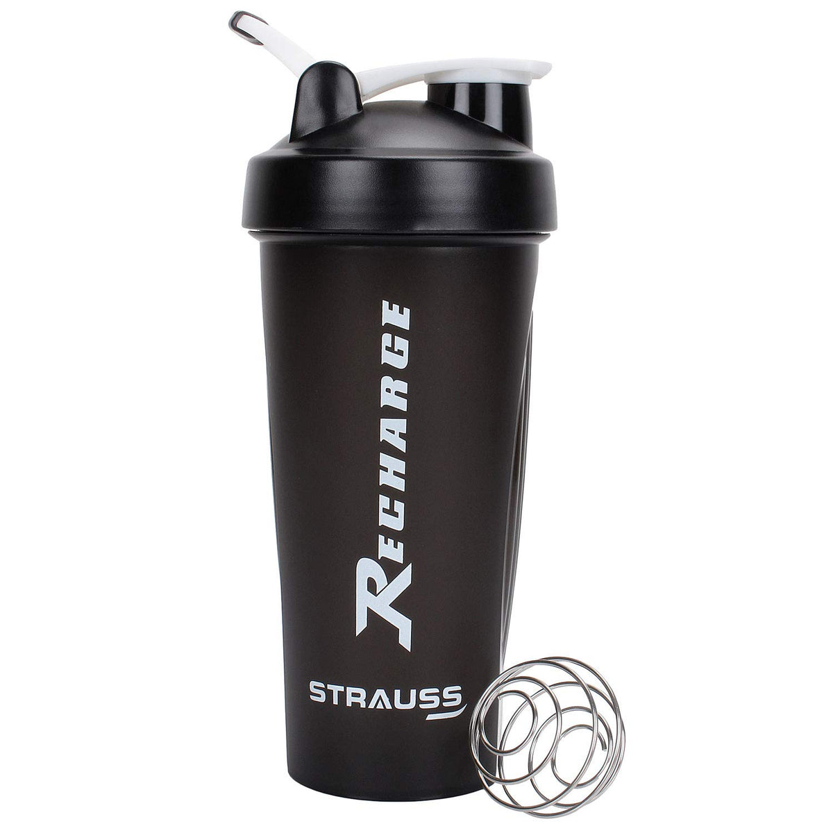 Strauss Recharge Shaker Bottle, 600 ml (Black)