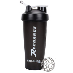 STRAUSS Recharge Shaker Bottle, 600 ml (Black)