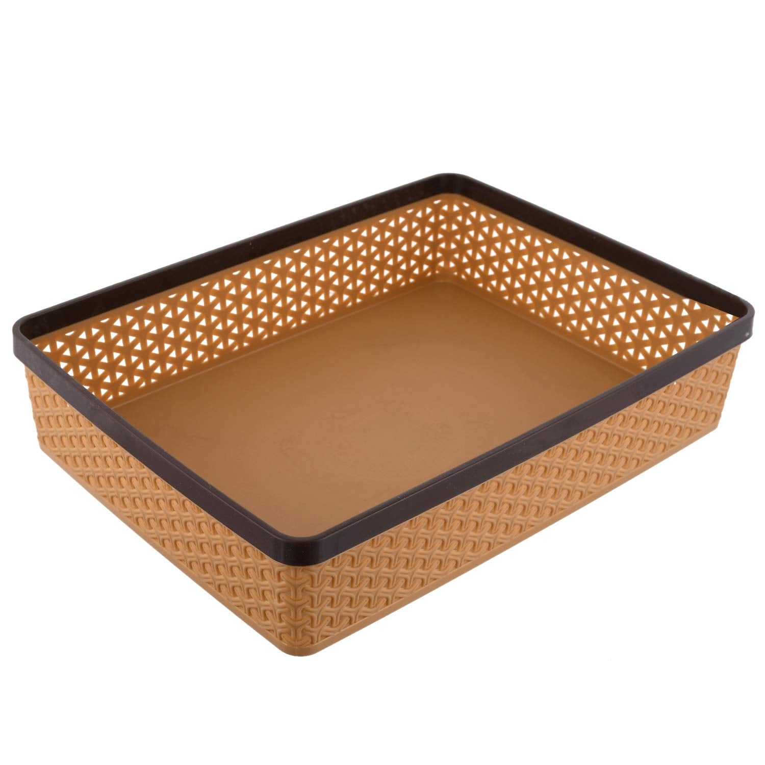 Kuber Industries Plastic 4 Pieces Solitaire Stationary Office Tray, File Tray, Document Tray, Paper Tray A4 Documents/Papers/Letters/folders Holder Desk Organizer (Brown & Coffee)