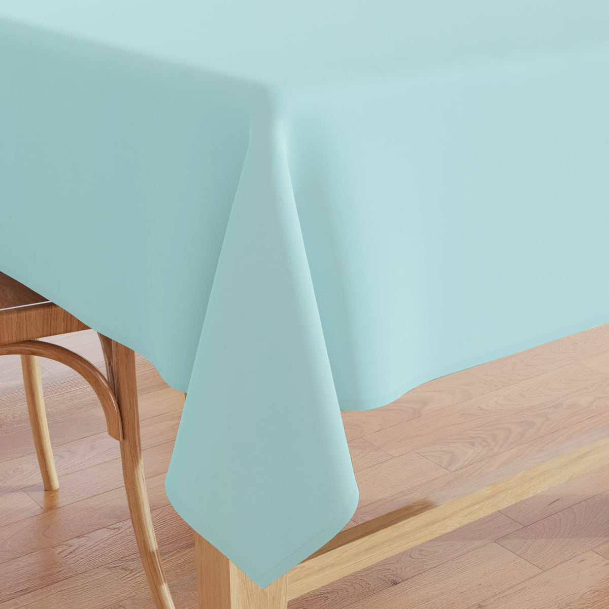 Encasa Homes Plain Colour Table Cloth (7.5 ft Long) for 6 to 8 Seater Large Centre Dining Table - Egg Blue - Cotton Canvas Fabric, Mercerised, Washable, Rectangular for Home Hotel & Restaurant
