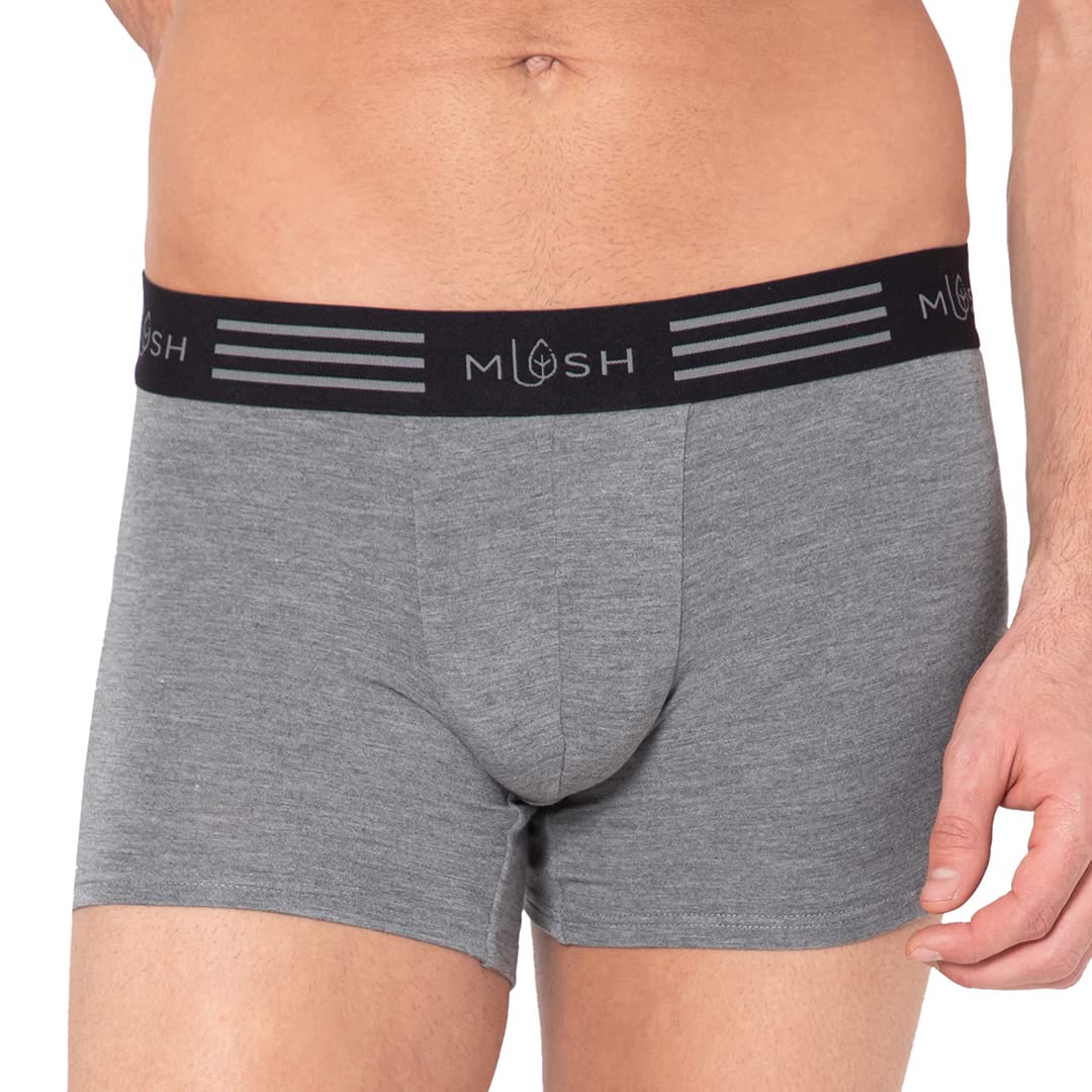 Mush Ultra Soft, Breathable, Feather Light Men's Bamboo Trunk || Naturally Anti-Odor and Anti-Microbial Bamboo Innerwear (S, Grey)