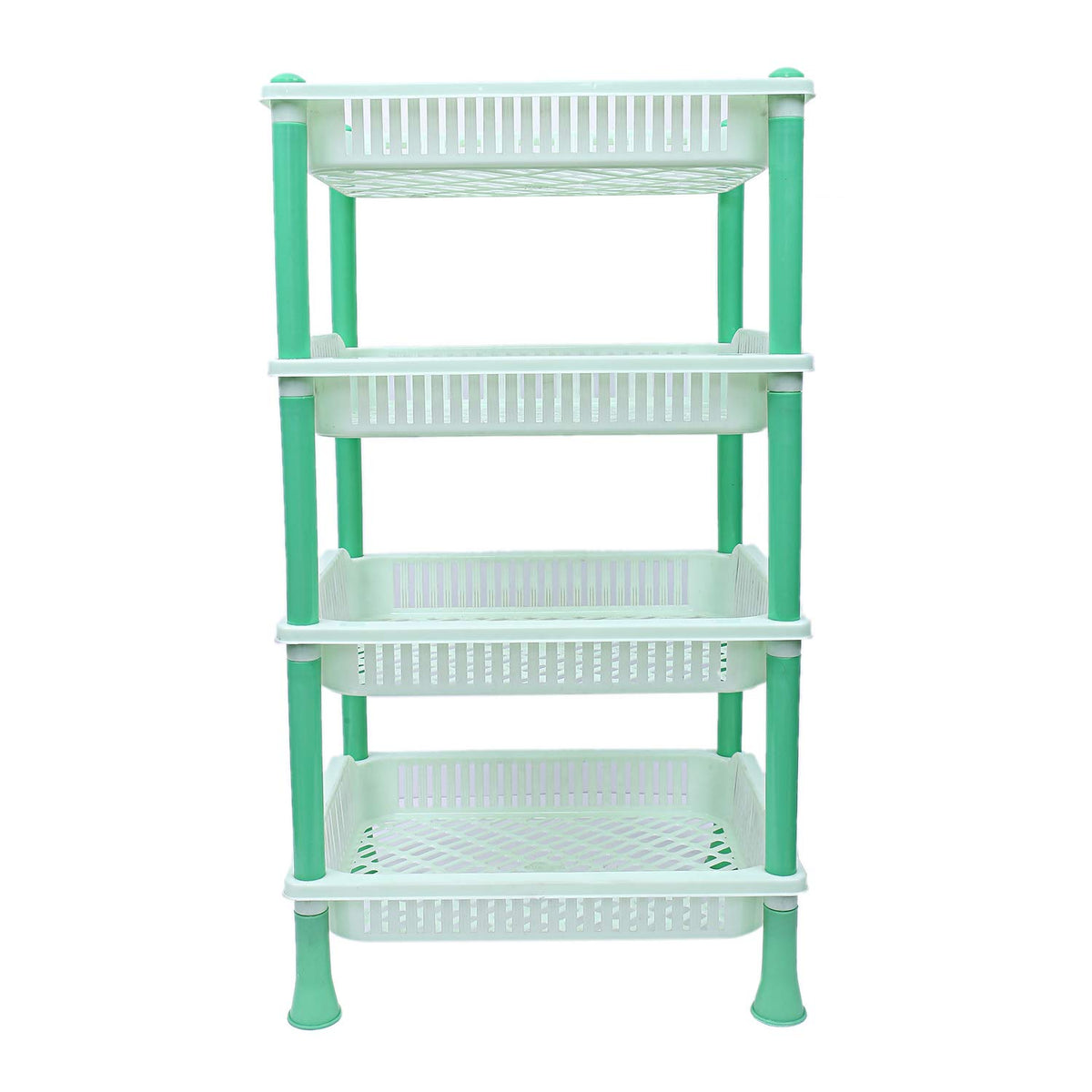 Kuber industries Plastic 4 Layer Multi-Purpose Kitchen Storage Basket Rack (Green)-CTKTC13284