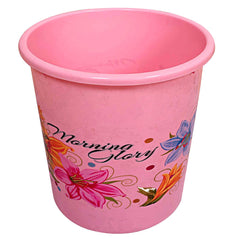 Kuber Industries Printed 4 Pieces Plastic Bucket, Dustbin, Mug & Stool Set (Pink)