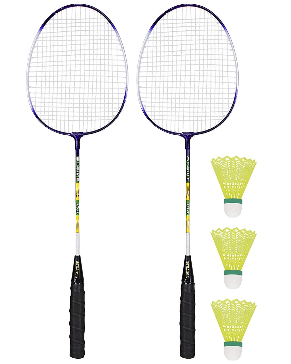 Strauss Badminton Signature White Body Iron + Tempered Alluminium Road Pair with Cover(Strike-104)