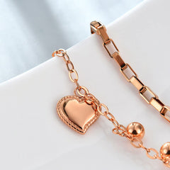 Yellow Chimes Bracelet for Women and Girls Rose Gold Bracelets for Women and Girls | Western Style Stainless Steel Heart Charm Chain Bracelet | Birthday Gift For girls and women Anniversary Gift for Wife