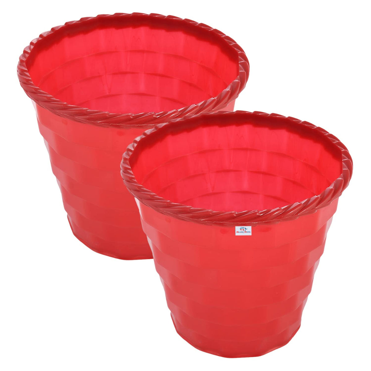 Heart Home Brick Flower Pot|Durable Plastic Flower Pots|Planters for Home Décor|Garden|Living Room|Balcony|8 Inch|Pack of 2 (Red)