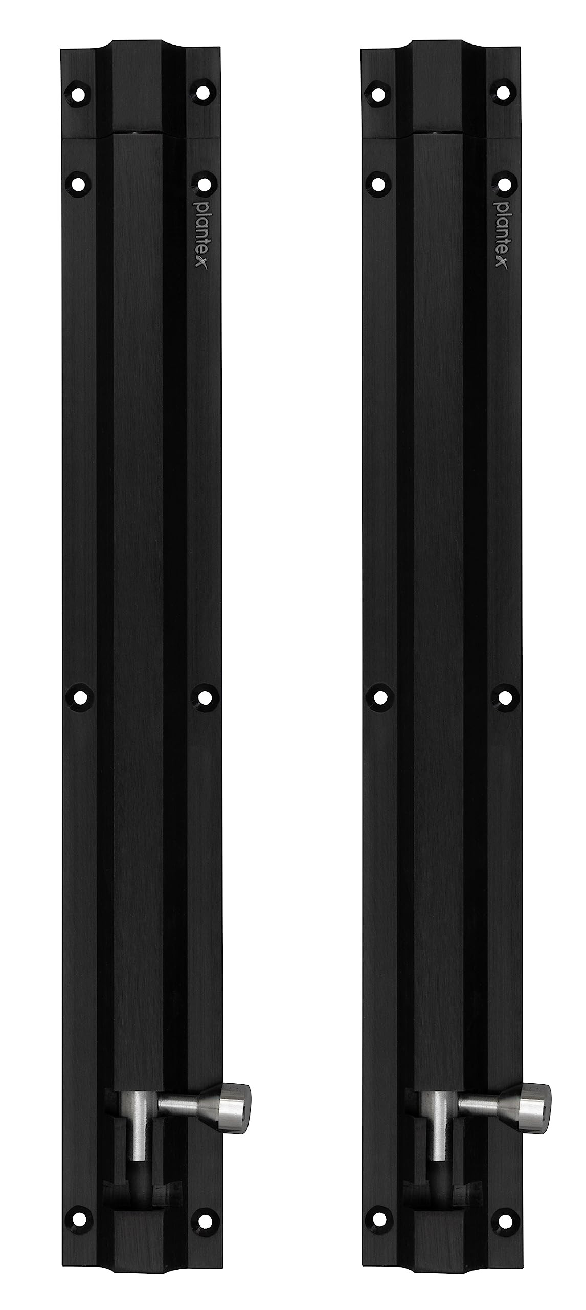 Plantex 12-inches Long Latch Lock for Door and Windows - Black (Pack of 2)