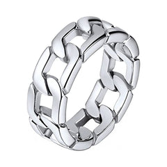 Yellow Chimes Rings for Men Silver Chain Ring Stainless Steel Ring for Men and Boys.