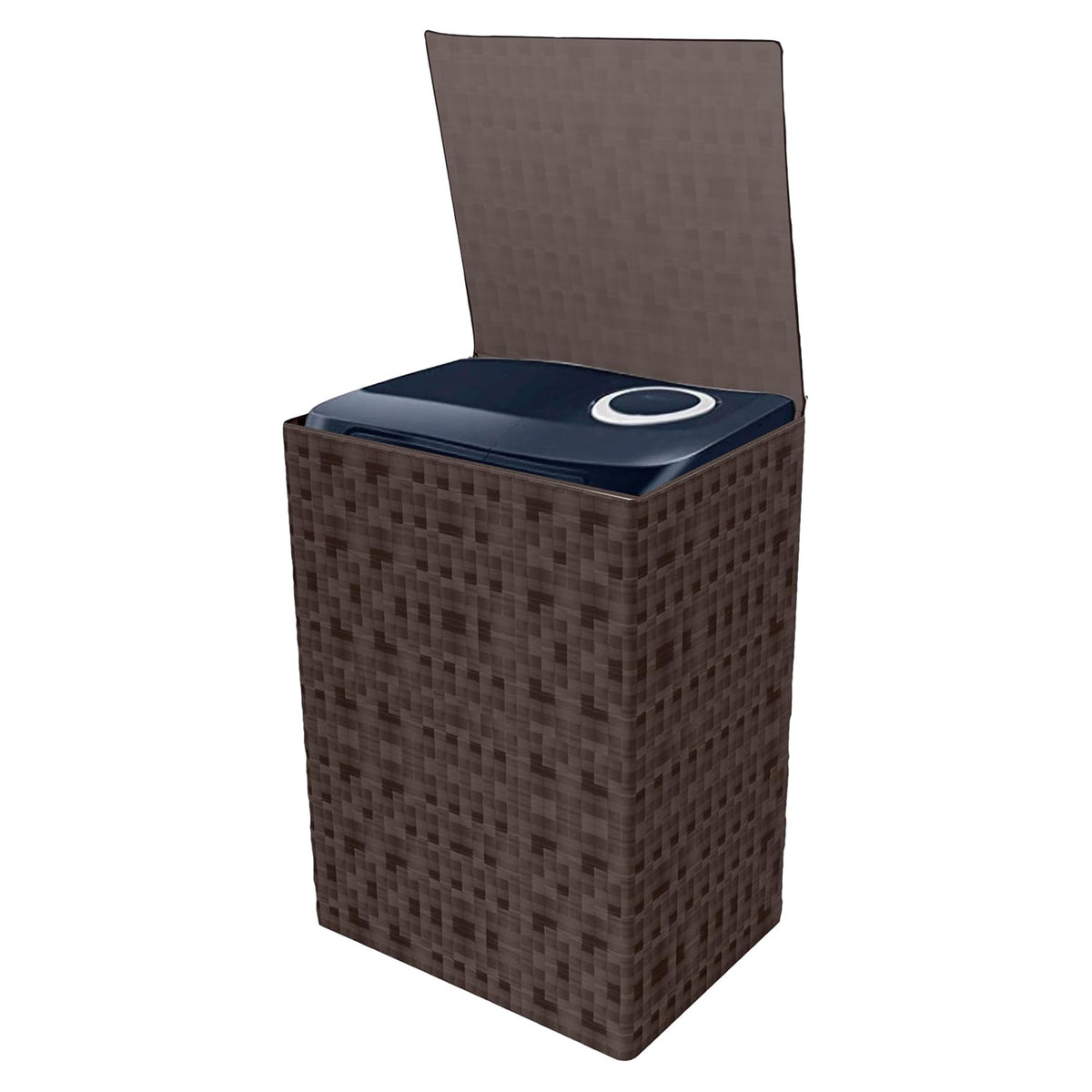 Heart Home Washing Machine Cover | Shelf Check Washing Machine Cover | Soft PVC | Top Load Semi-Automatic Washing Machine Cover | Brown