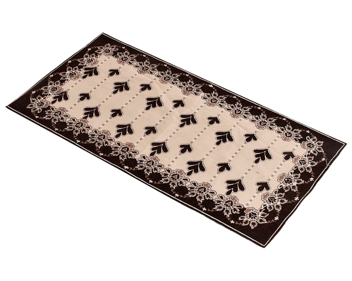 Kuber Industries Rectangular Floral Print Cotton Table Runner for Dining and Center Table, Wedding, Everyday Use, Dinner Parties (Brown)-50KM01294