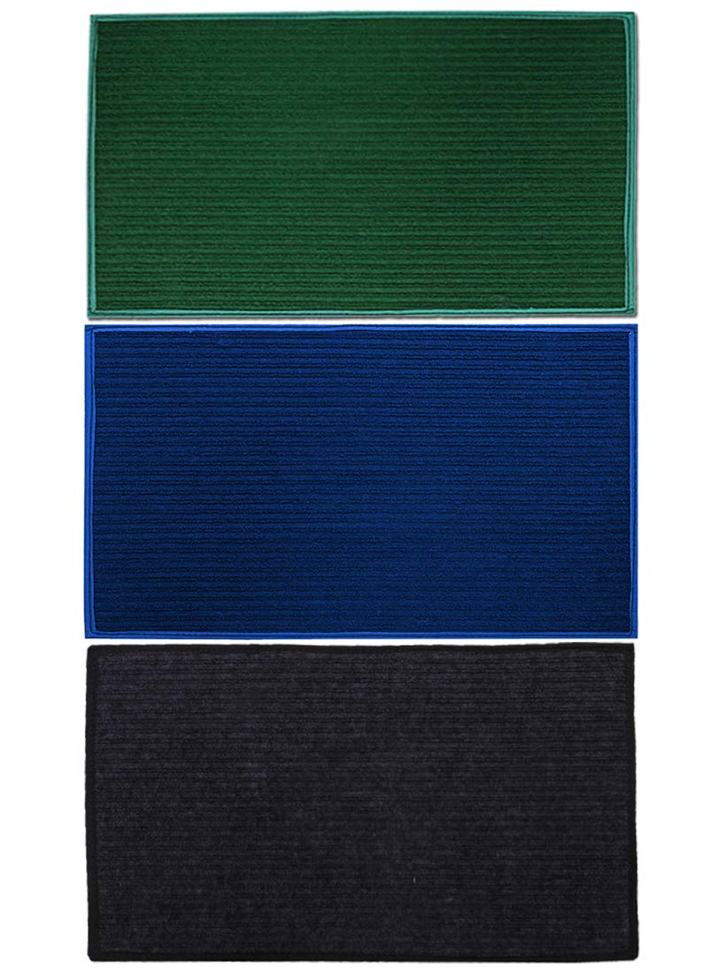 Kuber Industries Microfiber Anti Slip 3 Pieces Door Mat 14"x31"(Blue & Grey & Green) CTKTC33838