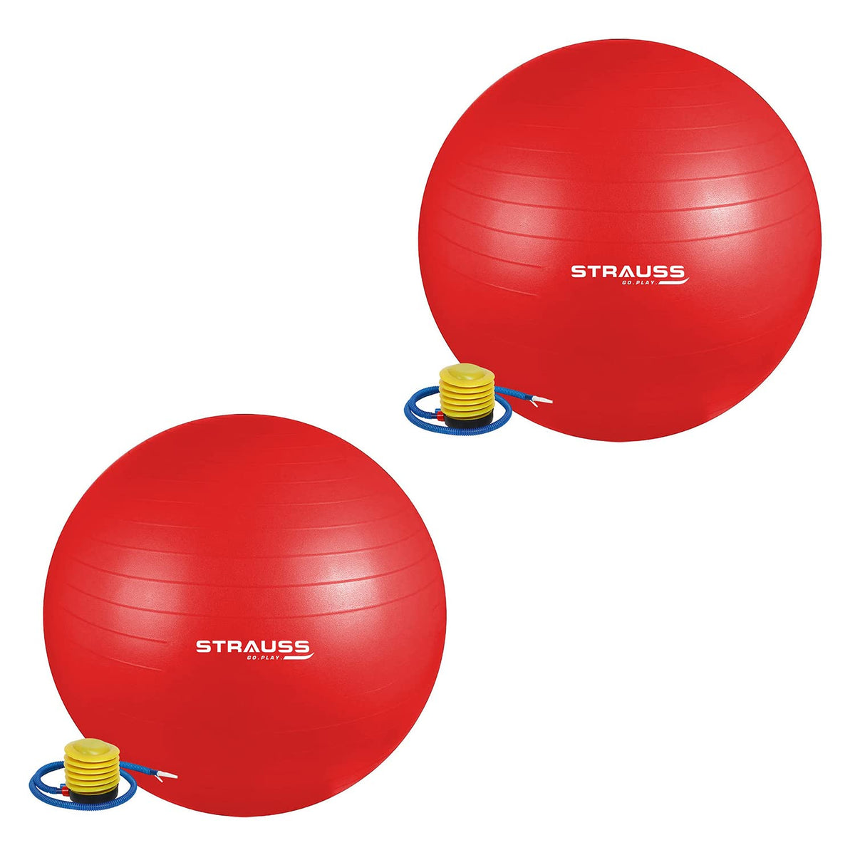 STRAUSS Rubber Anti-Burst Gym Ball, Round Shape, 85 cm, (Red), (Pack of 2)