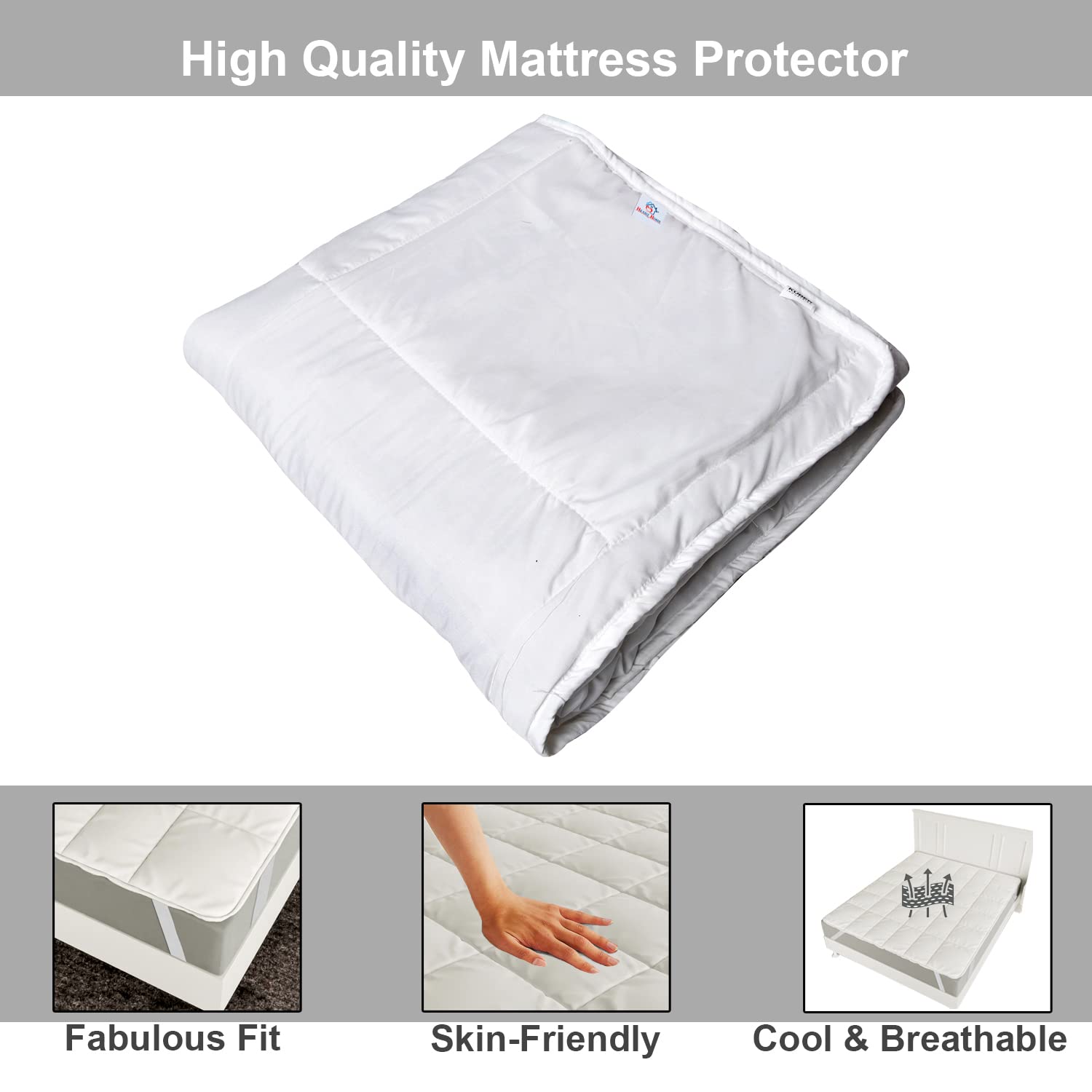 Heart Home Mattress Protector|Soft Cotton Breathable Mattress  Protector|Waterproof Mattress Protector|Quilted Cover with Elastic Band  Straps|60x78