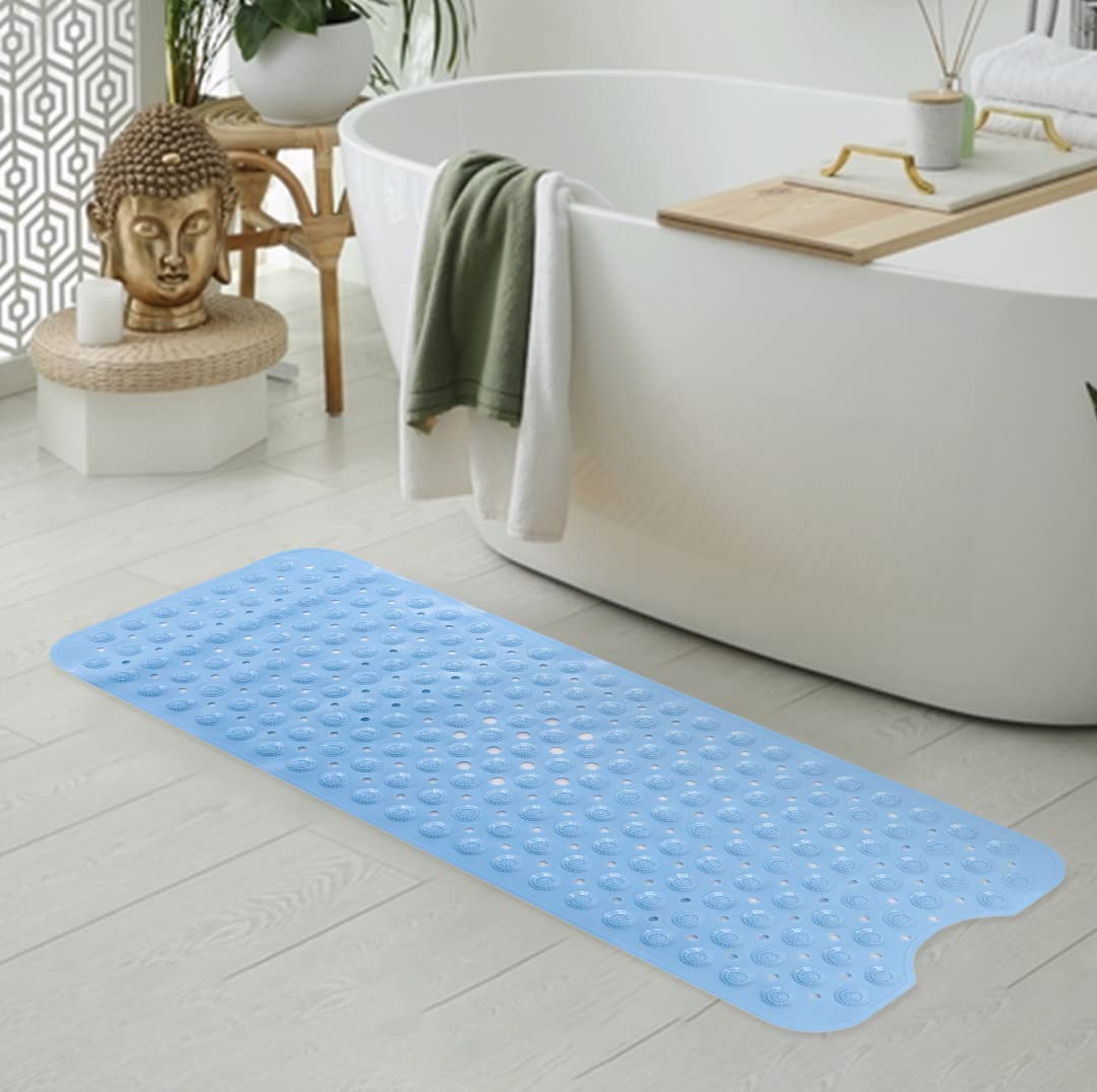 SAVYA HOME Diatom Mud Bathroom Floor Mat |71 x 35.5|40 x 100|PVC Accu-Pebble Soft & Light Weight Anti-Skid Mat for Living Room,Bathroom/Shower Mat/Multipurpose(Sky Blue) (100 x 40, Sky Blue)