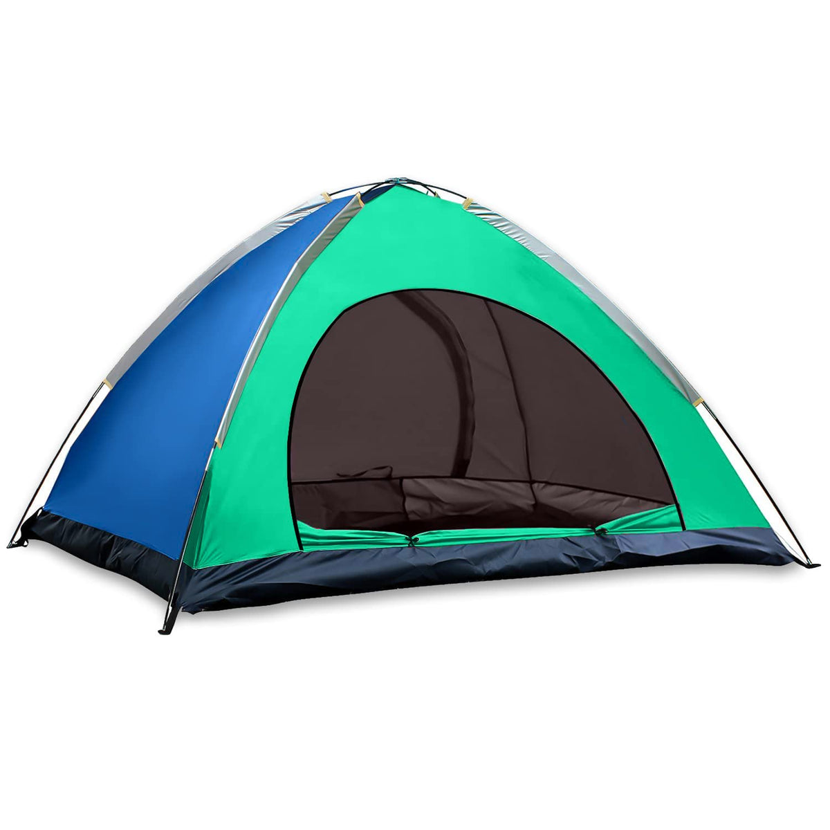 STRAUSS Portable Camping Tent - Quick 5-10 Minute Setup | Waterproof Tent for Camping | Superior Air Ventilation | Ideal for Indoors and Outdoors | Camping Accessories | Ideal for 2 Persons,Blue/Green