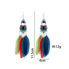 Yellow Chimes Feathers in Colors Long Tassel Earring for Women & Girls
