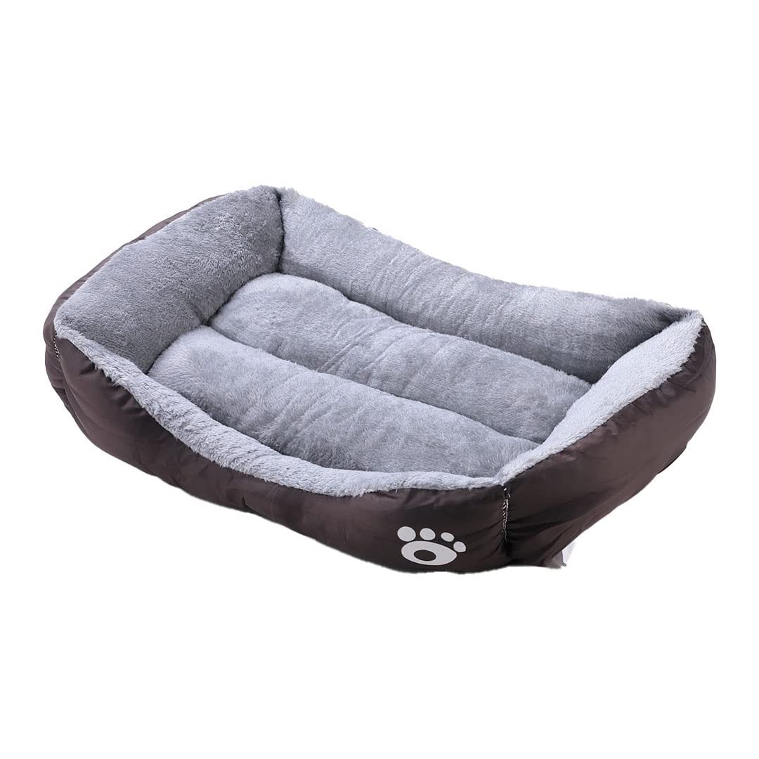 Homestic Dog & Cat Bed|Polyester Face with Cotton & Polyester Filling|Comfortable and Durable|Rectangle Pet Bed for Enhanced Stretching Space|Machine Wash|QY036BR-M|Brown