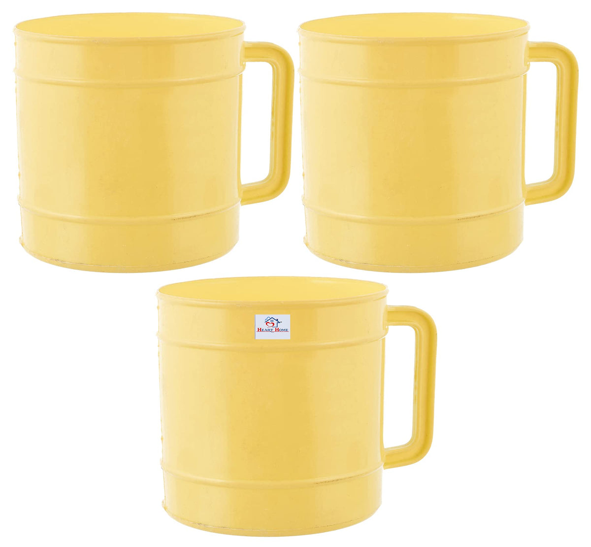Heart Home Plastic Bathroom Mug, 1 Ltr., Pack of 3 (Cream)