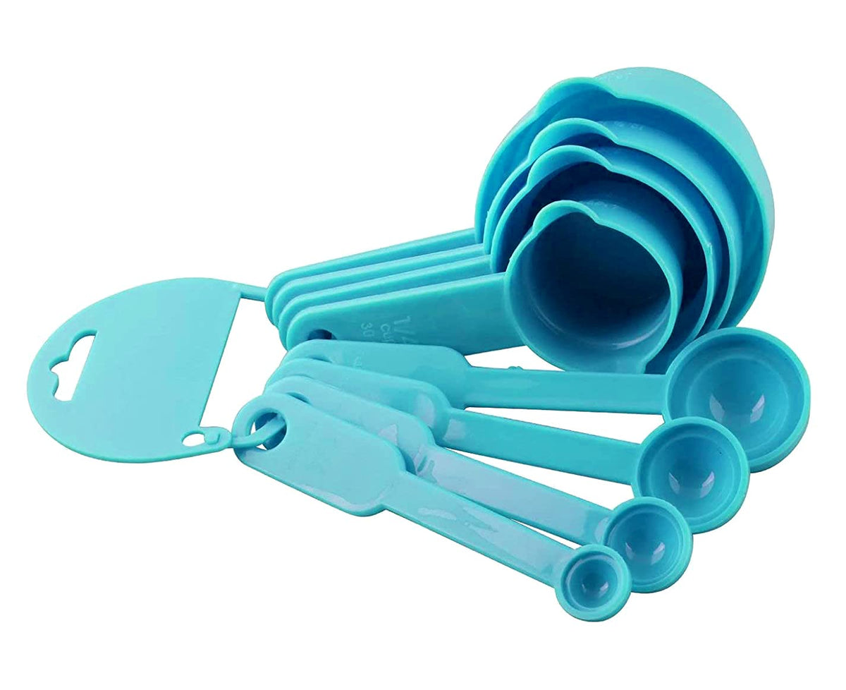 Heart Home Food Grade BPA Free 8 pcs Measuring Cup and Spoon Set (Blue), Standard