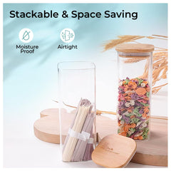 The Better Home Borosilicate Rectangular Glass Jar for Kitchen Storage | Kitchen Container Set and Storage Box, Glass Container with Lid | Air Tight Containers for Kitchen Storage (Pack of 6 (300ml))