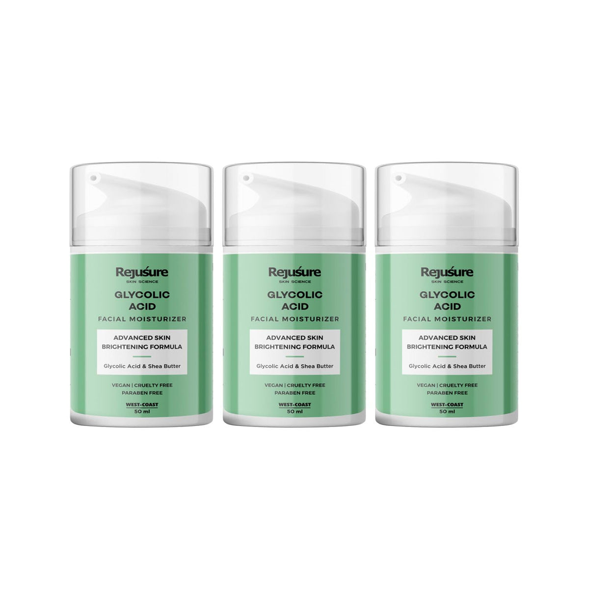 Rejusure Glycolic Acid Moisturiser Reduces Pigmentation, Dark Spots & Acne Cream for Face - 50 ml (Pack of 3)