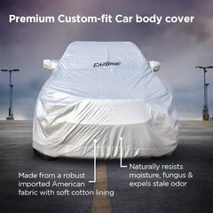 CARBINIC Waterproof Car Body Cover for Toyota Innova Crysta 2021 | Dustproof UV Proof Car Cover | Crysta Car Accessories | Mirror Pockets & Antenna Triple Stitched | Double Layer Cotton Lining, Silver