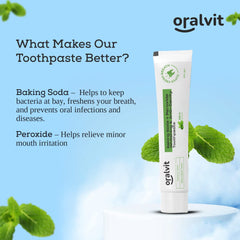 Oralvit Baking Soda and Peroxide Toothpaste for Whitening & Anti-Cavity | Toothpaste with Fresh Mint | Deep Cleanse |Super Fresh Breath | Extreme Whitening‚Äì 100gm Mint Flavour (Pack of 4)