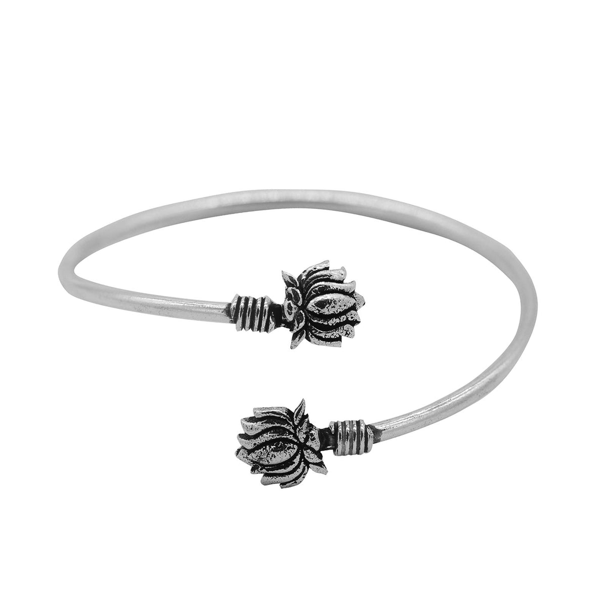 TEEJH Kamal Silver Oxidized Bracelet Cuff for Women