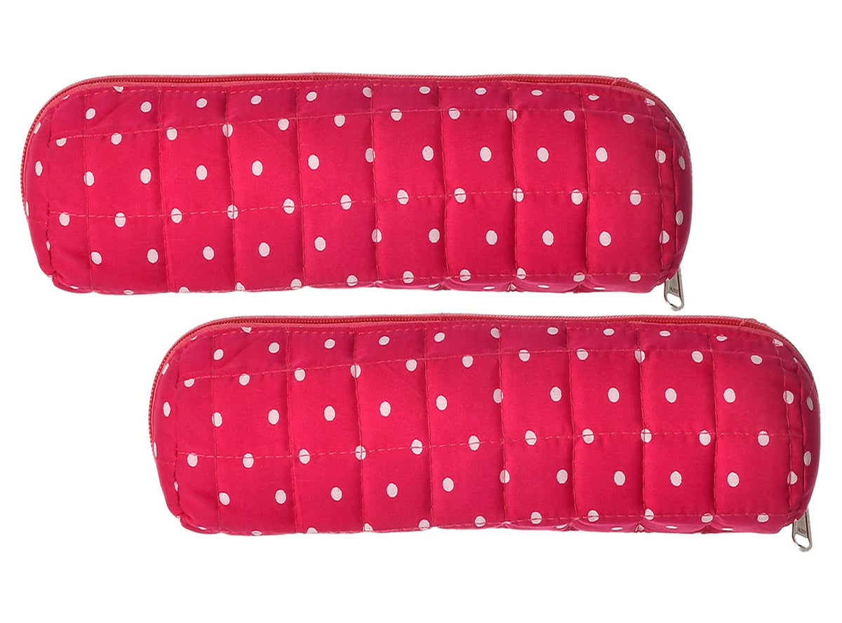 Kuber Industries Dot Printed Single Rod Cotton Bangle/Watch/Bracelet Organizer- Pack of 2 (Pink)-50KM0765
