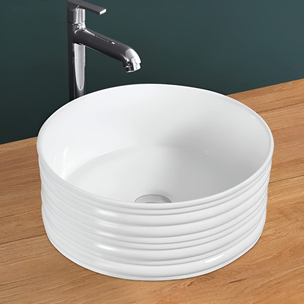 Plantex Ceramic Table Top Wash Basin For Bathroom/Designer WashBasin/Bathroom Wash Basin (White, 16 x 16 x 6 Inch)