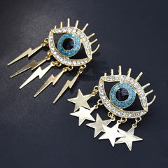 Yellow Chimes Earrings For Women Gold Toned Evil Eye Designed Charm Hanging Mismatched Earrings For Women and Girls