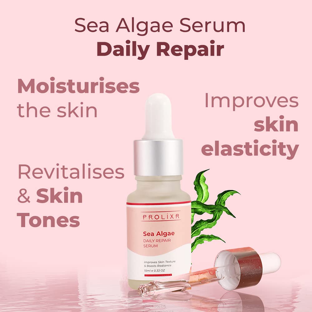 Prolixr Sea Algae Daily Repair Face Serum - Open Pore | Skin Radiance | Hydrates & Clarifies | All Skin Types | 10ml Mini Travel Size