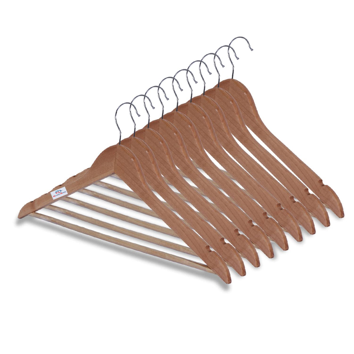 Heart Home Lightweight Attractive Wood Hangers for Shirt,Pants,Suit with Side Notches & Hooks Pack of 9 (Brown)