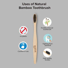 Oralvit Bamboo Charcoal Toothbrush 100% Natural | Anti-bacterial & Biodegradable | Eco-Friendly | For Adults & Kids | BPA Free (Pack Of 2)
