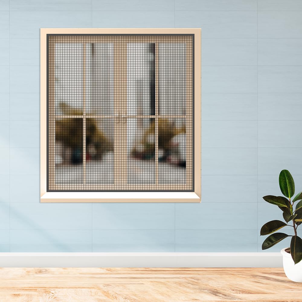 Classic Mosquito Net for Windows | Pre-Stitched (Size:90cmX110cm, Color: Grey) | Premium 120GSM Strong Fiberglass Net with Self Adhesive Hook Tape