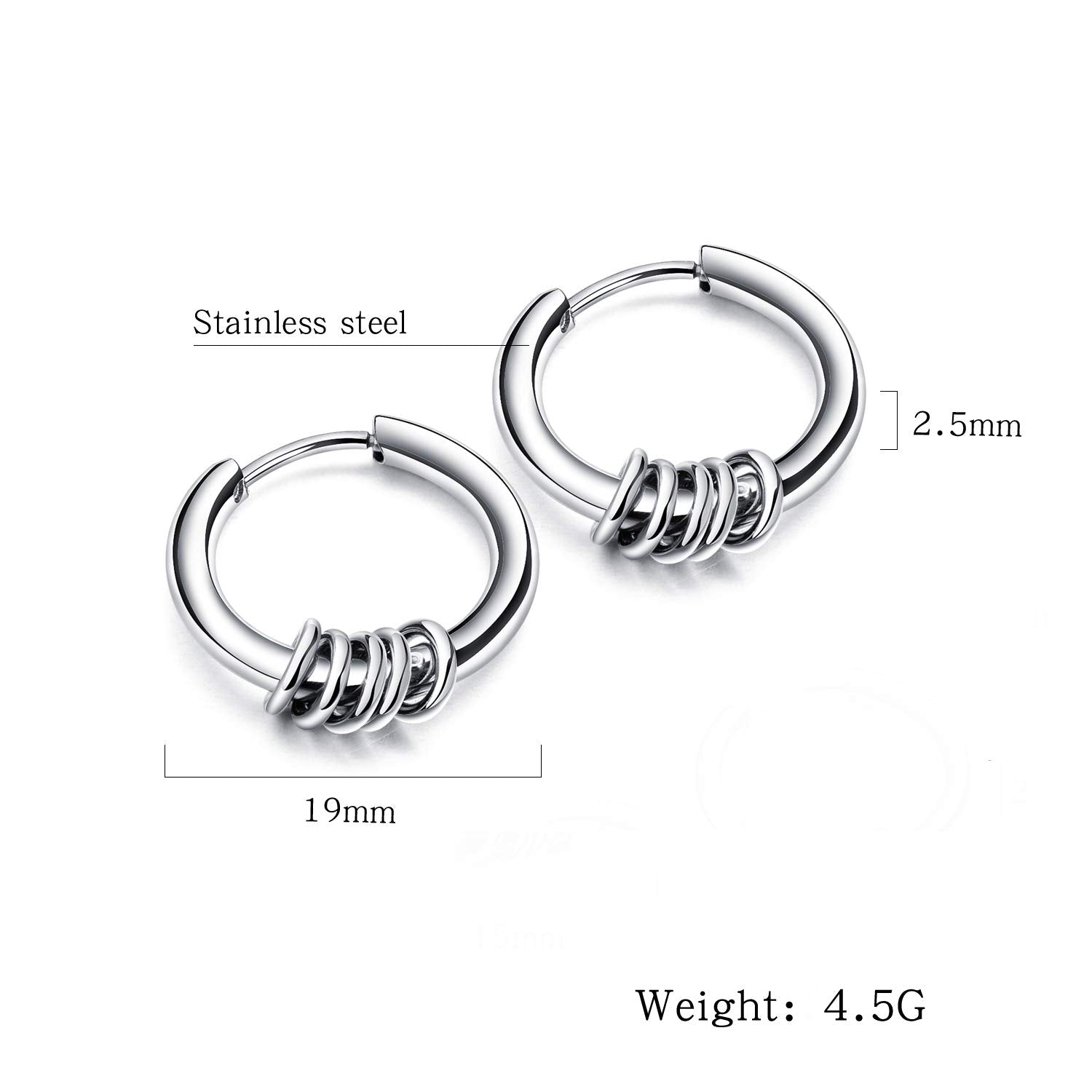 Yellow Chimes Stylish Combo of 2 Pairs Stainless Steel Combo Hoops Earrings for Boys and Men