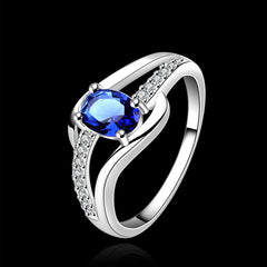 Yellow Chimes Rings for Women Blue Rich Royal Austrian Crystal Sterling Silver Plated Ring for Women and Girls (Size US 8)