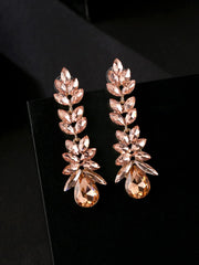 Yellow Chimes Fashion Dangler Earrings For Women Elegant Sparkling Crystal Leafy Shaped Long Danglers Earrings for Women and Girls