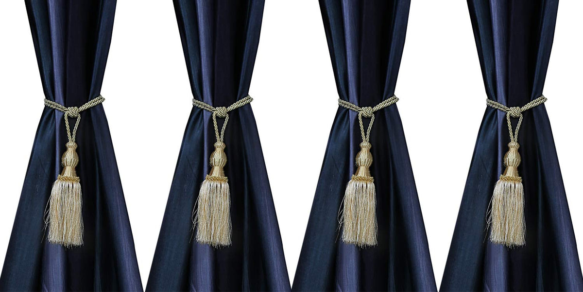 Kuber Industries Polyester 4 Pieces Curtain Tie Back Tassel Set (Gold) -CTKTC12833 (CTKTC012833)